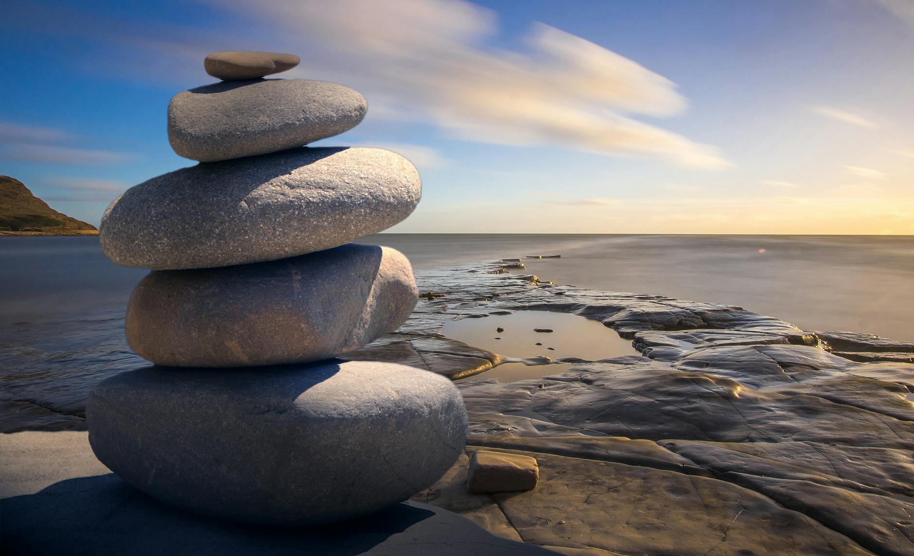 stacked of stones outdoors representing peace and quiet